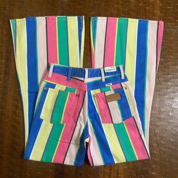 NWOT Free People x Wrangler Size 25x32 Wanderer 622 Rainbow Pop High Rise Jeans - Picture 11 of 16